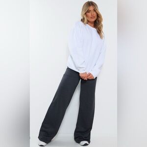 PrettyLittleThing Charcoal Wide-Leg Pants